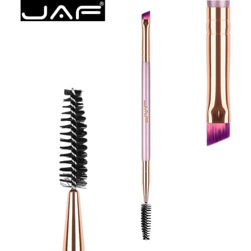 Dual Ended Eye Makeup Brush For Eyebrow, Angled Eyebrow Brush Plus Spoolie Eye Brow Brush Comb, Elegant Fashion D041V-Z