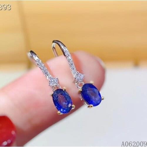 KJJEAXCMY fine jewelry 925 sterling silver inlaid natural sapphire earrings luxury girl new eardrop support test