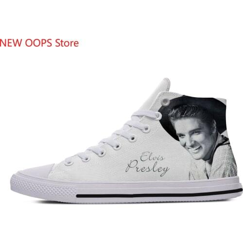 Elvis portrait Rock Music Star Harajuku Lightweight High Top Canvas Shoes Men Women Casual Breathable Sneakers