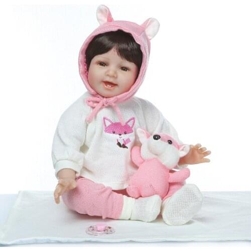 NPK free shipping reborn baby doll with wig hair soft real vinyl silicone touch gift for your children on Birthday