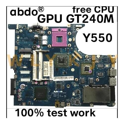 For Lenovo Y550 notebook motherboard KIWB1/B2 LA-4602P PGA478 GM45 GPU GT240M DDR3 100% test work free CPU