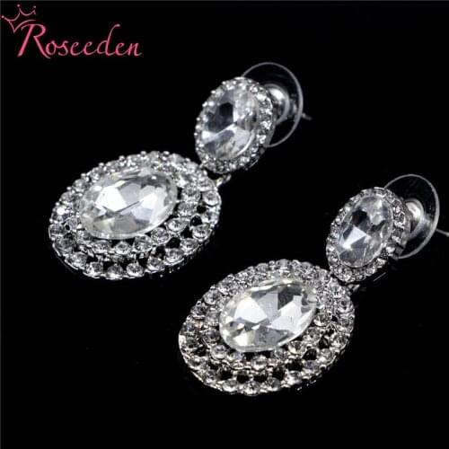 Fashion Silver Color Big Crystal Drop Dangle Earrings For Women Party Jewelry Gift RE3218
