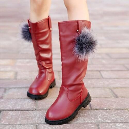 Fashion Girls Kids Children Boots Knee-Hign Slip On With Cotton Girls Stuents Rubber Boots Simple Classic Design New Winter 2021