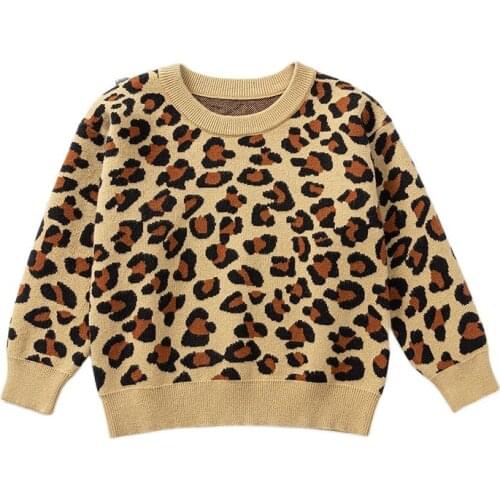 Fashion Leopard Sweaters Baby Girls Sweater Autumn 2021 New Boy Girl Knitted Sweater Coat Winter Children Clothing Kids Tops