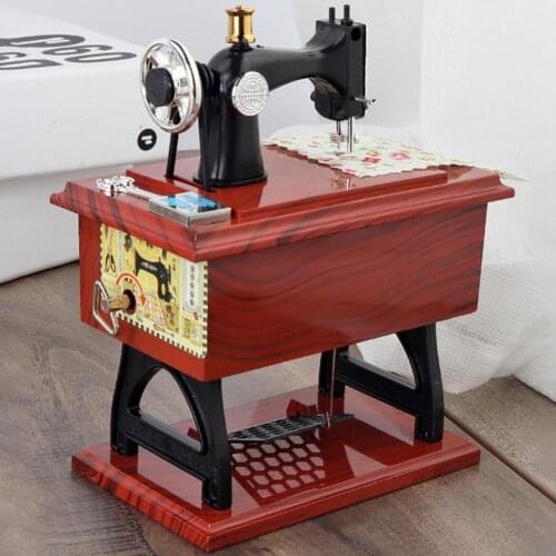 Music Box Retro Mechanical ABS Sewing Machine Music Box for Gift