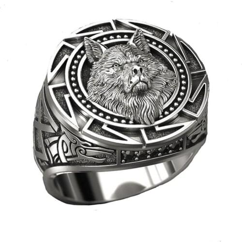 Hot selling Wolf Totem Ring Steel Nordic wolf Nordic ring new product in 2020, mens jewelry fashion ring