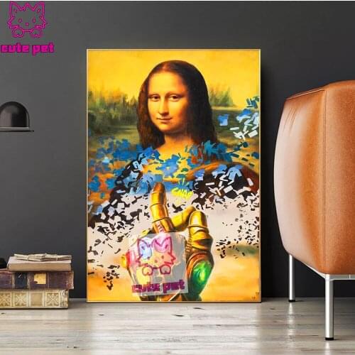 DIY New diamond embroidery Mona Lisa mosaic diamond paintings Robotic hand full square round drill stitch cross rhinestone art