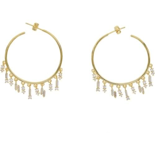 New Fashion Women Gold Color round Tassel Crystal Earrings Women Girl Jewelry Pendante Femme