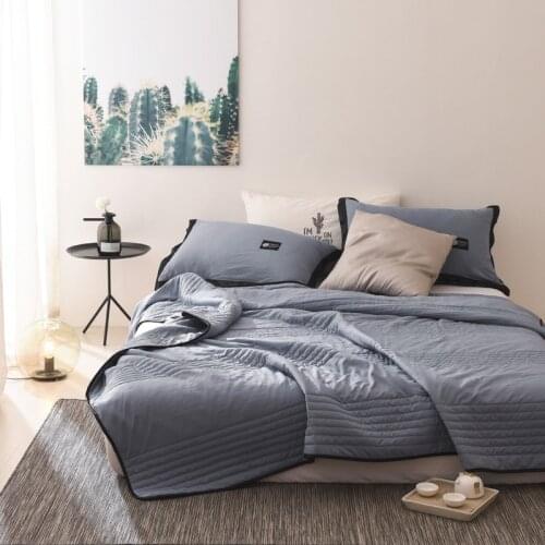 Northern EuropeanStyleWashed Cotton Cool In Summer Air Conditioning Quilt Solid ColorChildrens Comfortable BreathableThin Quilt