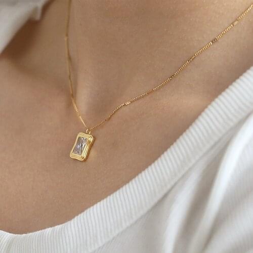 Timeless Wonder Titanium Zirconia Geo Charm Necklace for Women Choker Jewelry Gothic Boho Ins Party Fancy Gift Not Fade Emo 1637