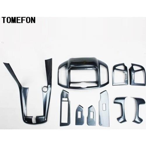 For Chevrolet Captiva 2012-2015 ABS Carbon Fiber Paint Front Interior AC Vent Gear Shift Steering Wheel Window Switch Trim