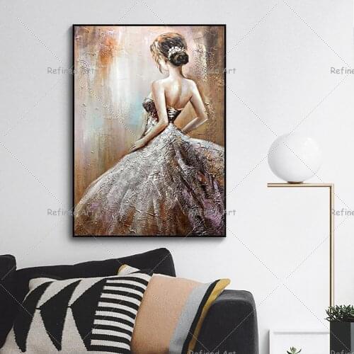 Hand-Painted Nordic Style Beautiful Girl Poster Wall Art Canvas Painting Modern For Kids Bedroom Decoration