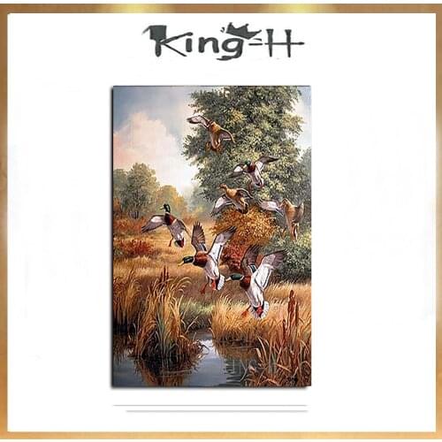 Professional artist pure hand-painted high quality scenery duck in fly oil painting adorns corridor adorns the porch of the home