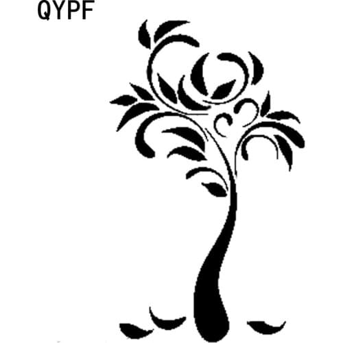 QYPF 10.9cm*17.7cm Cartoon Interesting Glamorous Tree Vinyl Super Small Car Window Decal Sticker C18-0371