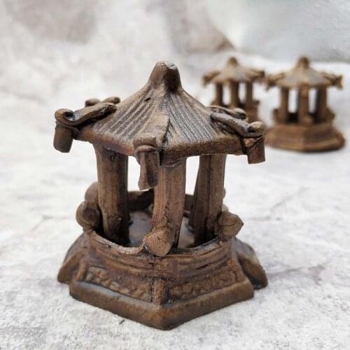 Resin Rockery Fish Tank Landscape Aquarium Decoration Ceramic Hexagonal Pavilion Ornament Aquatic Landscape