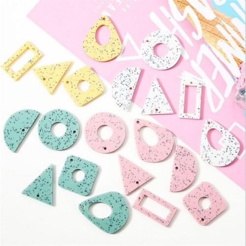 2pcs/lot new creative geometric acrylic charms connectors for diy fashion earrings jewelry making beads pendant accessories