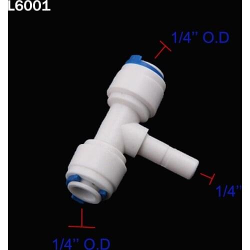 L53 Reverse Osmosis Aquarium System Coupling TShape Quick Fitting 1/4" 3/8''OD Hose Equal Connection Pipe Quick Connector