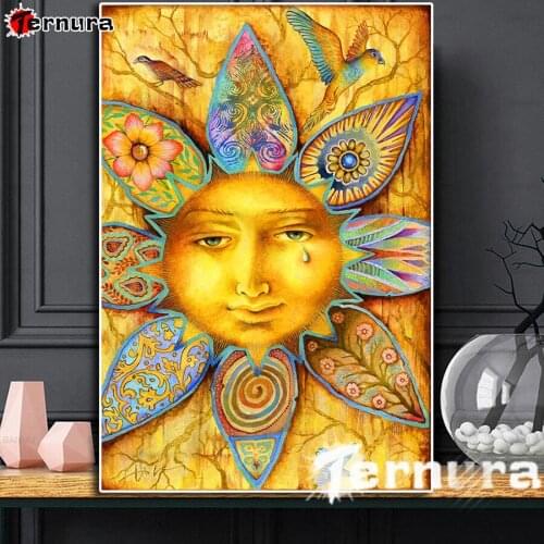 Sun god 3d full round square diamond embroidery Indian tribe icon Diy diamond painting stitch cross mosaic rhinestones home art