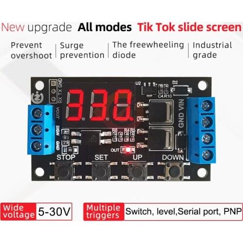 DC 5V-30V MOS LED Digital Time Delay Relay Trigger Cycle Timing Delay Solenoid Valve Control Switch Module Adjustable 5V 12V 24V