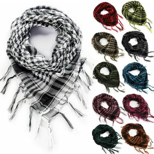Tactical scarf Arabian scarf veil army military desert wrap headgear Cotton Blend Scarf Sweat-absorbent Soft Plaid Scarf