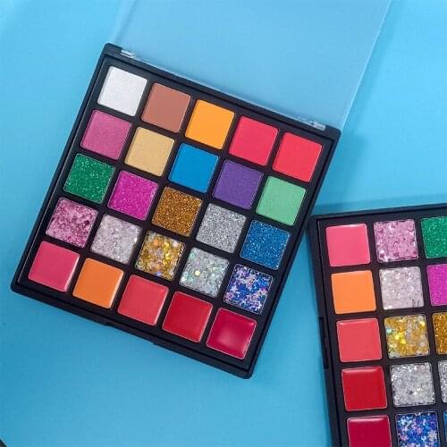 Spotlight 25 Color Eye Shadow Palette Colorful Artist Shimmer Glitter Matte Pigmented Powder Pressed Eyeshadow Makeup Kit