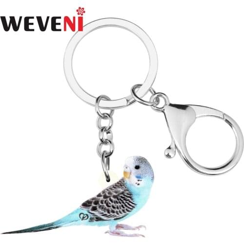 WEVENI Acrylic Long-tailed Parakeet Bird Keychains Lovely Animal Keyring Jewelry For Women Kids Novelty Gift Purse Accessories