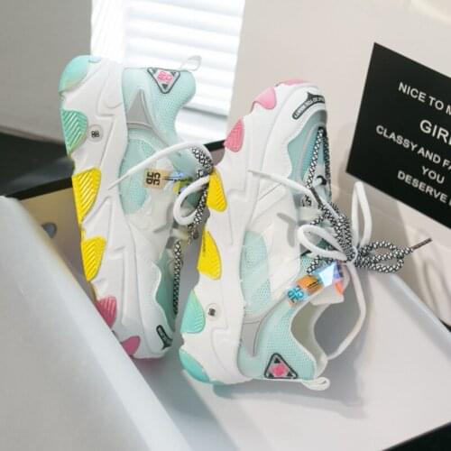 Fashion Sneakers Woman Yellow Chunky Casual Shoes Platform Designers Female Mesh Women Vulcanized Shoes 2020 Trainers