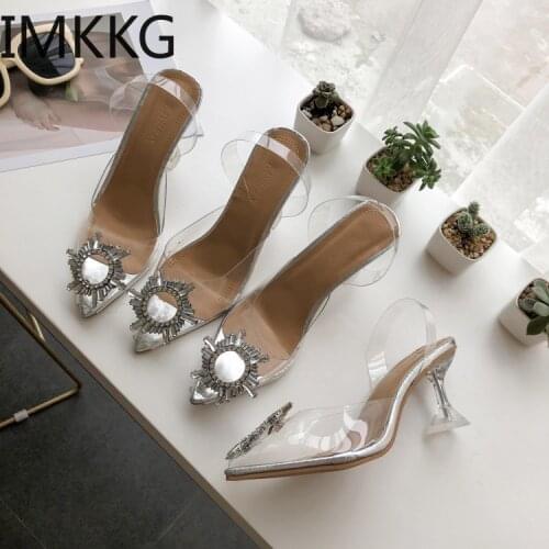 Transparent sandals 2019 women summer new rhinestone womens shoes pointed high heels women sandals shoes Y10131