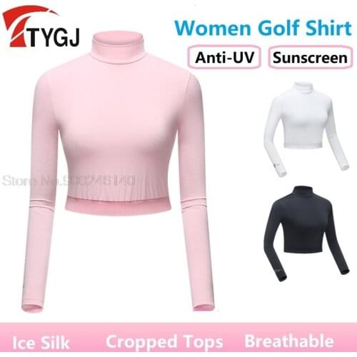 Women Golf Shirts Ice Silk UV Protection Tops Ladies Summer Sunscreen Cropped Tops Cycling T-Shirt Sports Golf Clothing