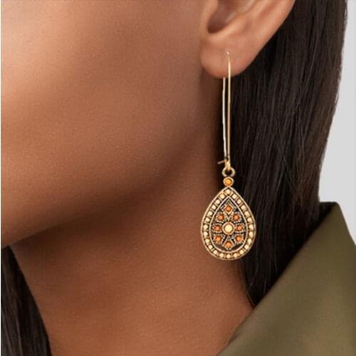 Vintage Boho India Ethnic Water Drip Beads Dangle Drop Earrings for Women Female 2020 Wedding Party Jewelry Accessories