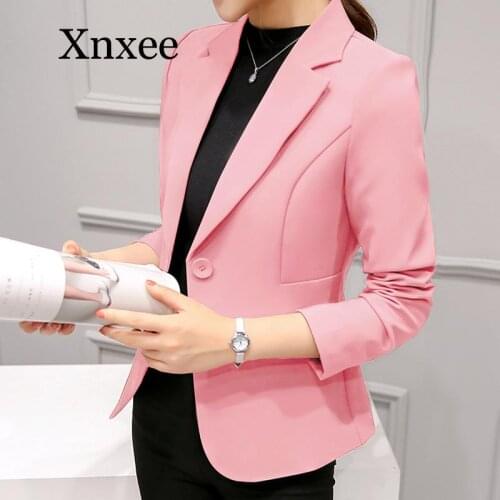 Elegant Business Lady Jacket office Women Full Sleeve Work Blazer Female Casual Coat elegant formal wear single button pink
