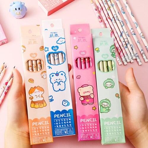 10Pcs/Set Cartoon Wood Pencil Set Carbon Painting Art Stationery Drawing Supplies Cute Pencils Lot for School Office Supplies