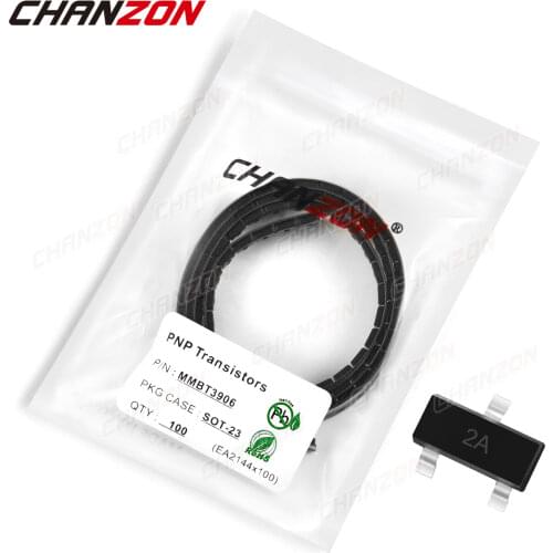 100Pcs MMBT3906 SOT-23 PNP Transistor Bipolar Junction BJT Triode Tube Fets SMD 2A Markings -200mA -40V Integrated Circuits