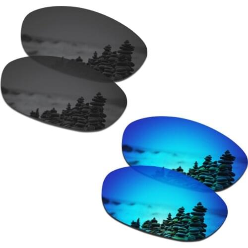 SmartVLT 2 Pairs Polarized Sunglasses Replacement Lenses for Oakley Fives 2.0 Stealth Black and Ice Blue