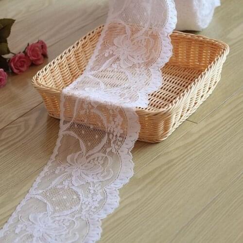 2 Yards Lovely Cream White Lace Trim Floral Scalloped Lace 4.73 Inches Wide