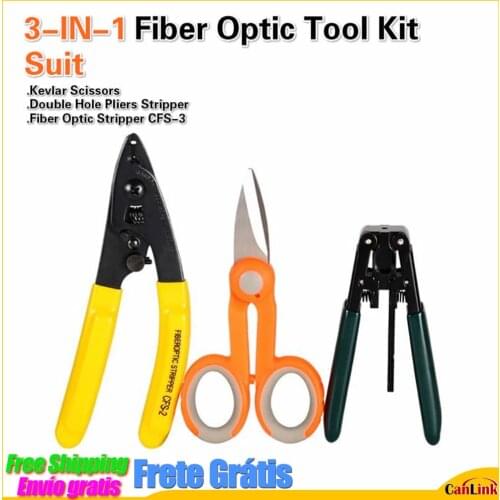 3-in-1 Suit Sell 3 packs Fiber Optic Tool Kit Kevlar Scissors + Double Hole Pliers Stripper + Fiber Optic Stripper CFS-3