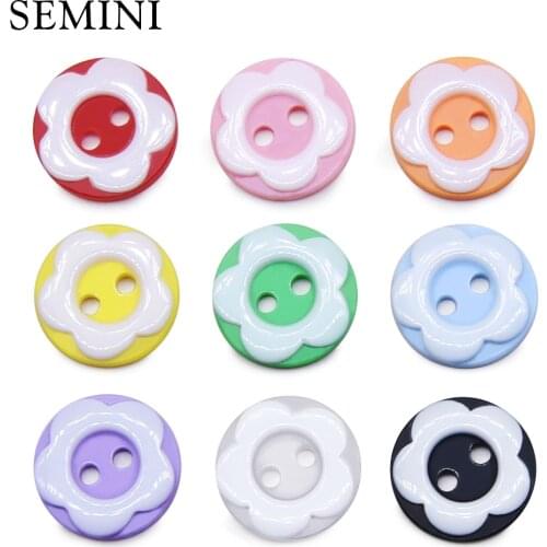 30pcs 12mm Flower 2-Holes Round Button Resin Sewing Button For Chindren Baby Clothing T-shirt Accessory scrapbooking