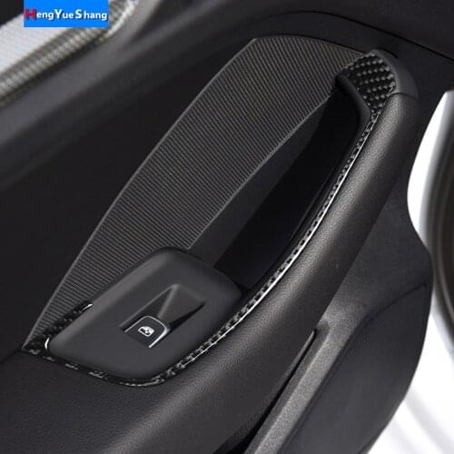 Carbon Fiber Car Interior Accessories Window Lift Panel Decals Cover Trim Stickers For Audi A3 S3 2014 2015 2016 2017 2018 2019