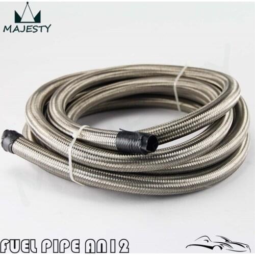 AN12 Stainless Steel Braided 12AN Oil/Fuel/Gas Line/Hose 5M/16Feet 5Meter silver
