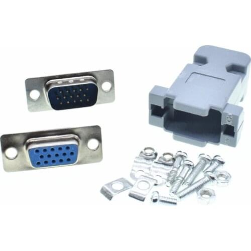 DB15 3Rows Parallel VGA Port HDB9 15 Pin D Sub Male Female Solder Connector Plastic Shell Cover