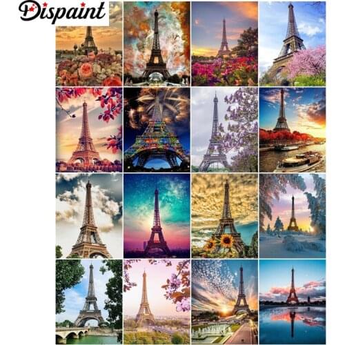 Dispaint Paint With Diamond Embroidery "The scenery" Diamond Painting Full Square Round Picture Of Rhinestone Decor