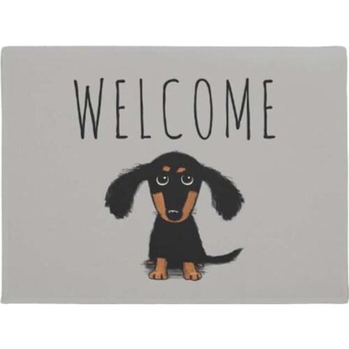Welcome Cute Dachshund Puppy Doormat Home Decoration Entry Non-slip Door Mat Rubber Washable Floor Home Rug Carpet