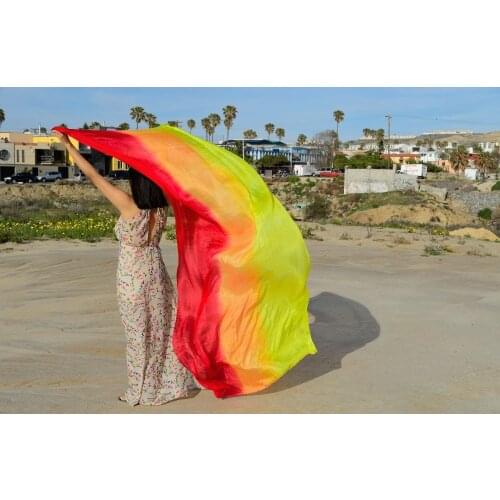 2016 design 100% real silk belly dance veil, cheap dance veils,tari perut kostum veil wholesale 250*114cm red orange yellow