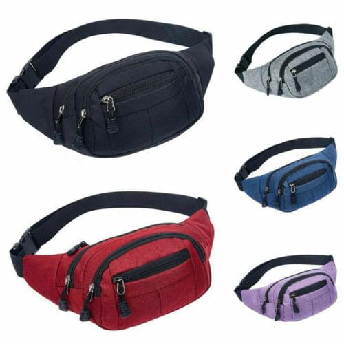 Unisex Canvas Waist Packs Men Women Waist Belt Bum Bag Fanny Pack Hip Pouch Hiking Travel Pockets