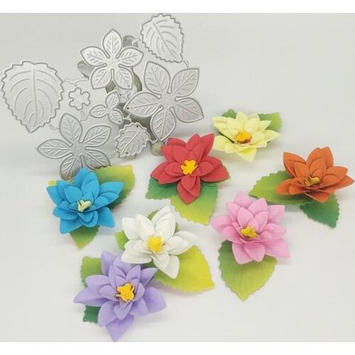 Exquisite flowers, 5 in 1 flowers, 3 leaves, metal cutting mold, scrapbook, photo album decoration, DIY, handmade art
