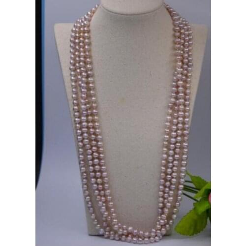 Classic 7-8mm south sea ROUND lavender pearl necklace 48"14K Gold Clasp KKK