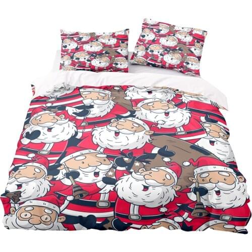 Happy Santa Pattern Duvet Cover Set With Pillowcase, 210x210 Quilt Cover, 200×200 Blanket Cover,Extra Large Size Bedding Set