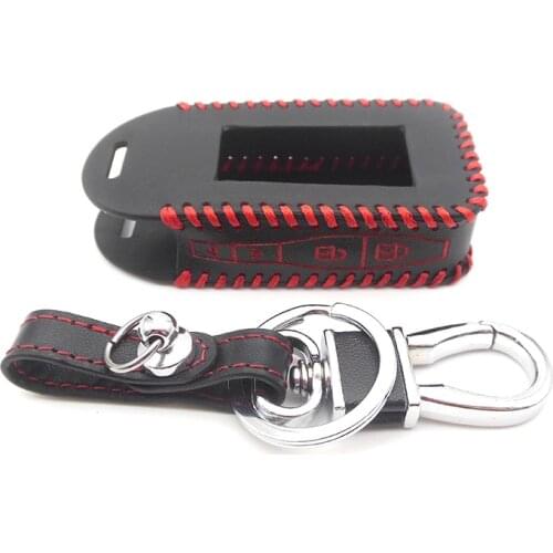 E90 Leather Key Cover For Starline E90 E91 E60 E61 E62 LCD Remote Control Only Two Way Car Alarm Keychain Case