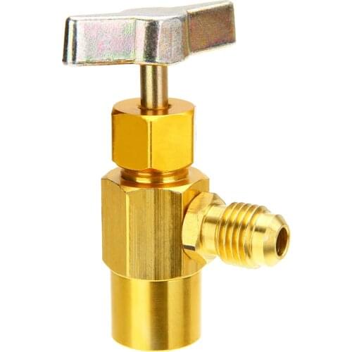 1pc AC R134a Refrigerant Brass Tap Bottle Can Dispensing 1/2" ACME Thread Valve M16 Thread For 1/4 SAE Refrigeration Tube