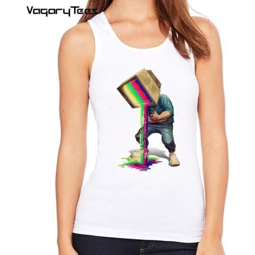 Summer Casual sleeveless garment TV men Print Funny Tank top Womens High-End Tops Casual Tank-top Female Retro Hipster Tops